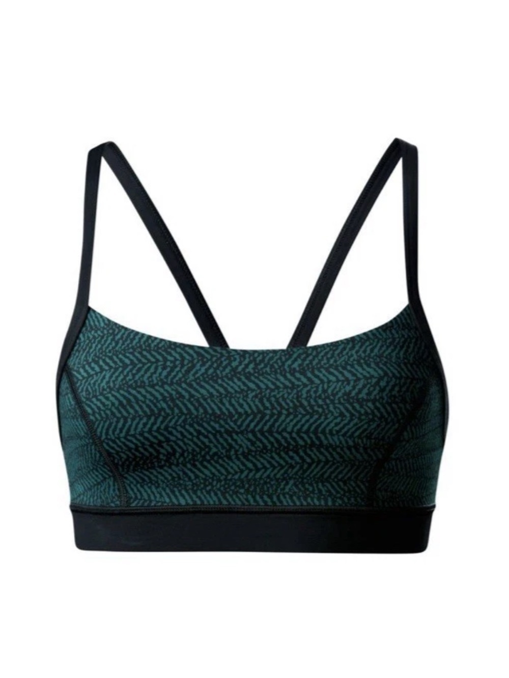 Lululemon Sport Bra Women’s Size 12 Rise and Run Green Black Athletic B13